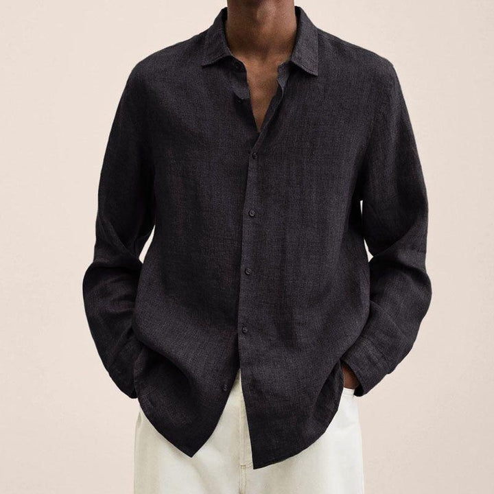 Oversized Long Sleeve Relaxed Fit Linen Shirt Men