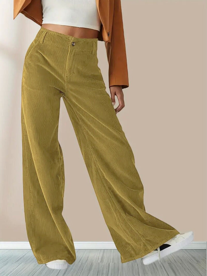 Sabine | Women's Relaxed Wide Leg Corduroy Pants with Button Fly