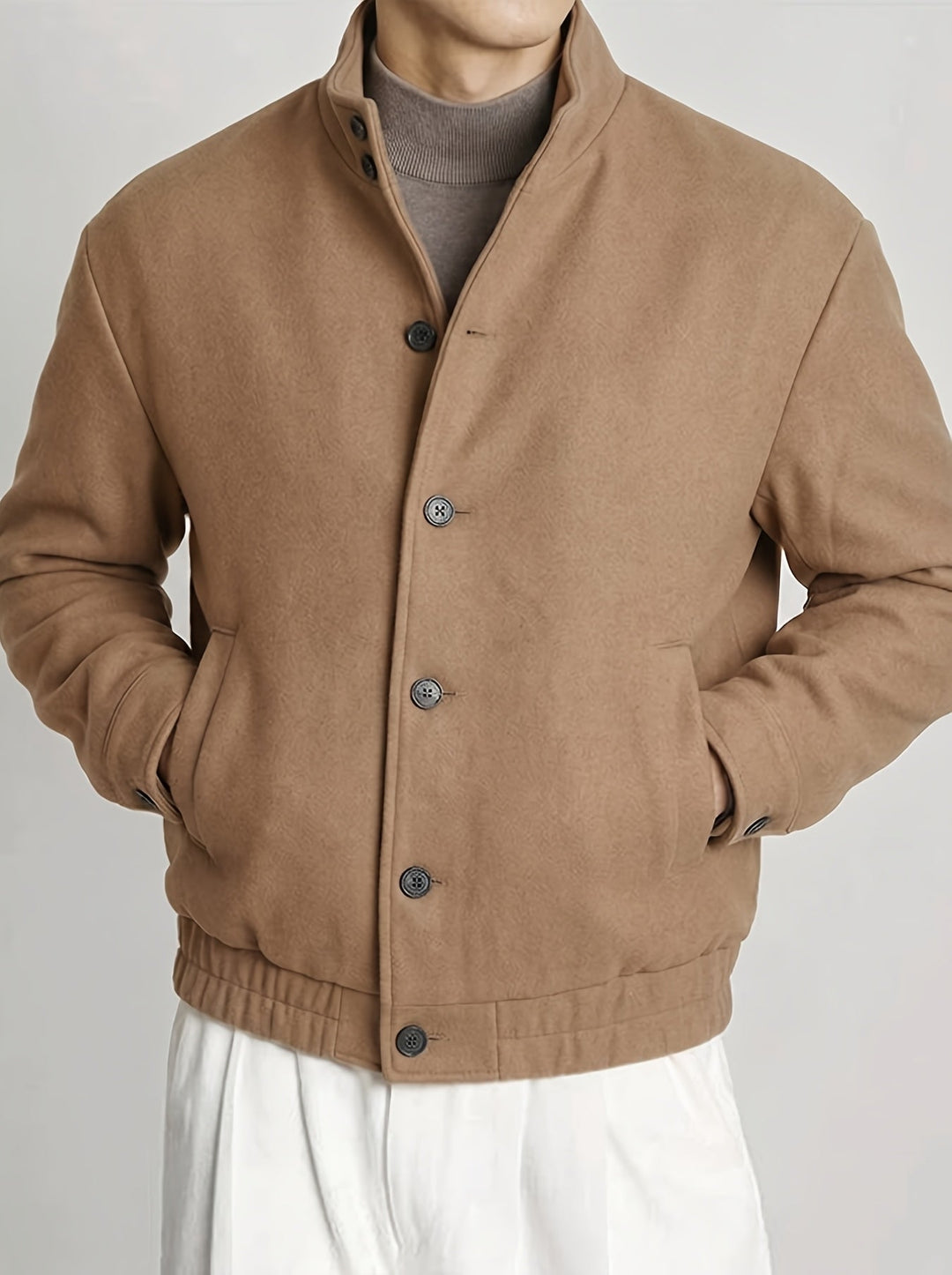 Everett Blake | Men's Refined Button-Front Bomber Jacket