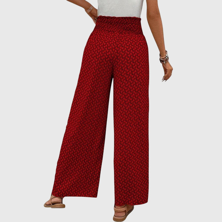 Printed Smocked Waist Wide Leg Palazzo Pants Women - Casual