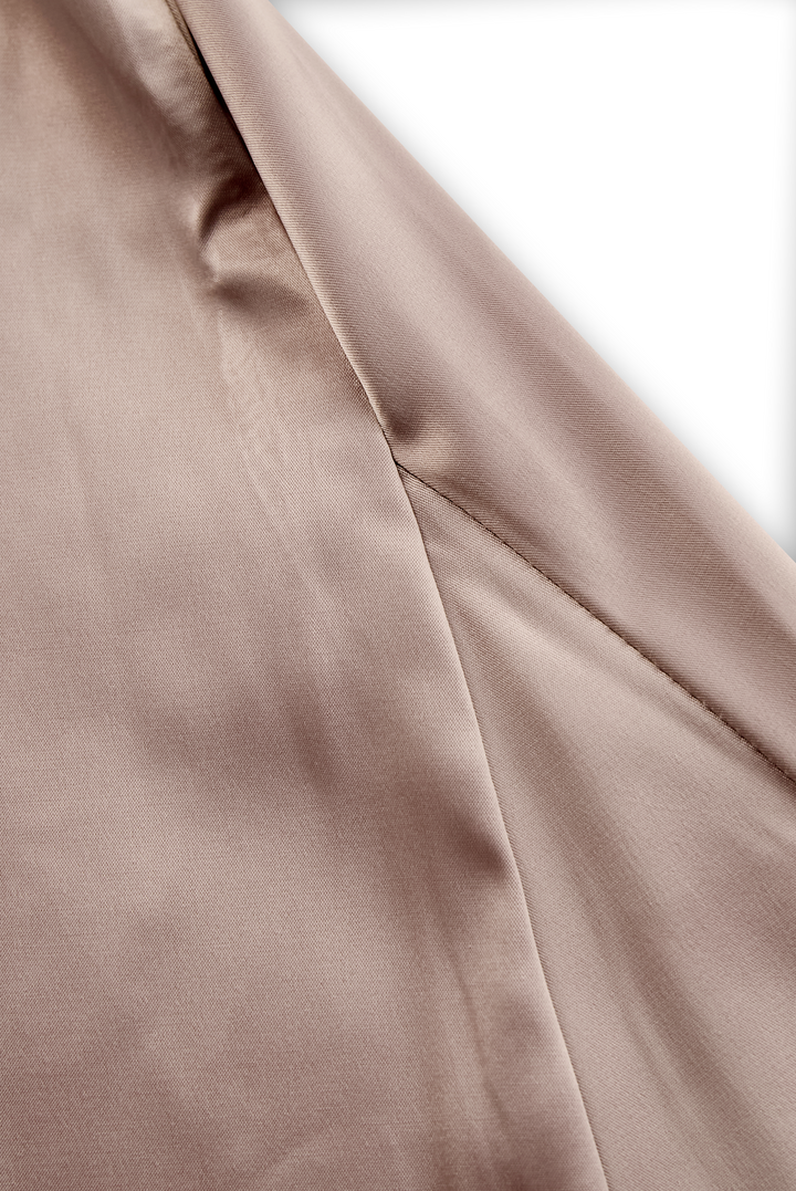 Ruched One Shoulder Satin Maxi Dress - Formal Evening Gown