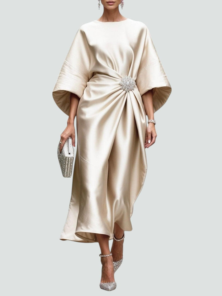 Women's Satin Midi Dress Formal Wedding Guest