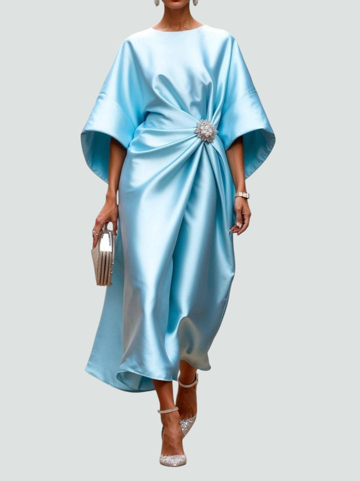Women's Satin Midi Dress Formal Wedding Guest