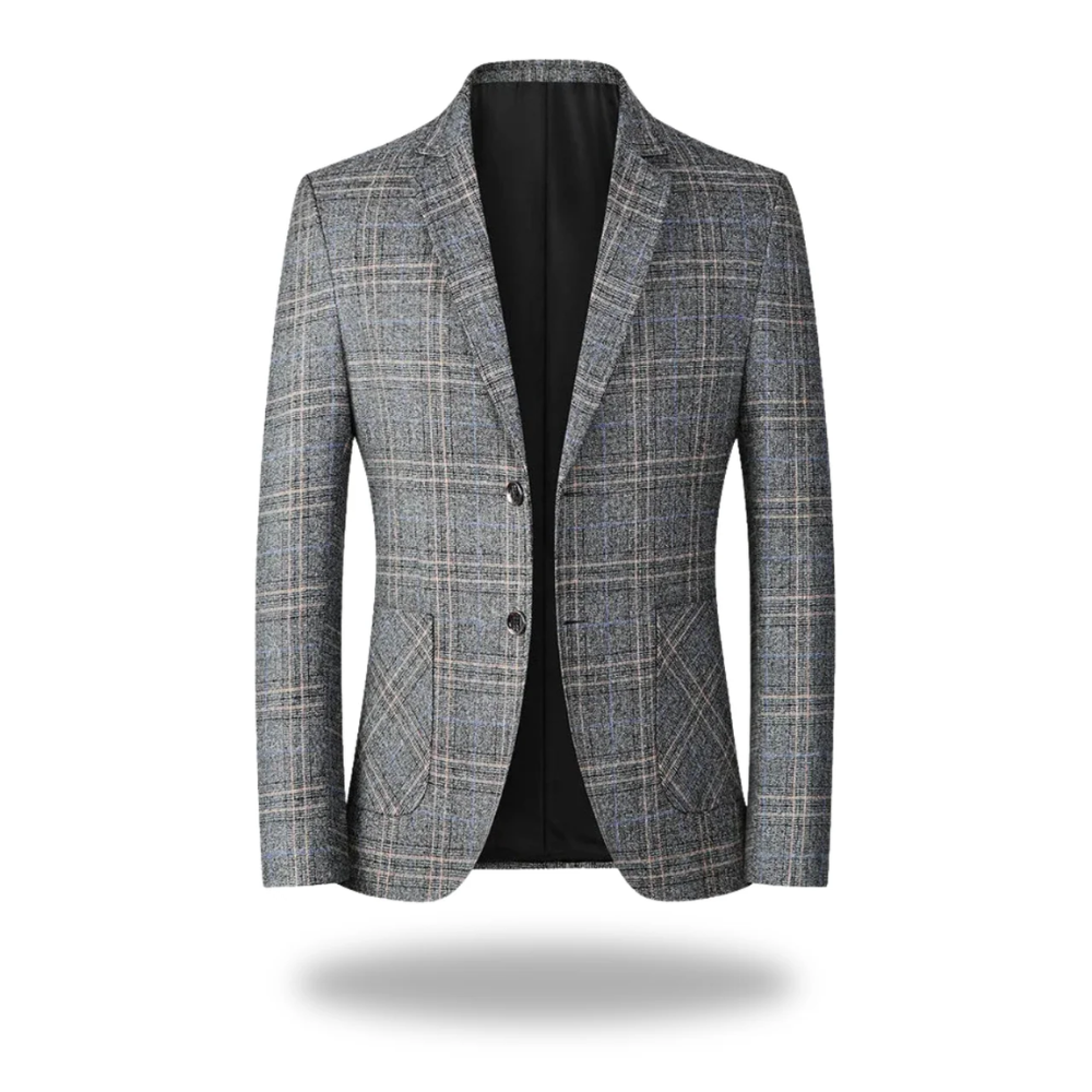Glen Plaid Notch Lapel Single Button Slim Fit Blazer