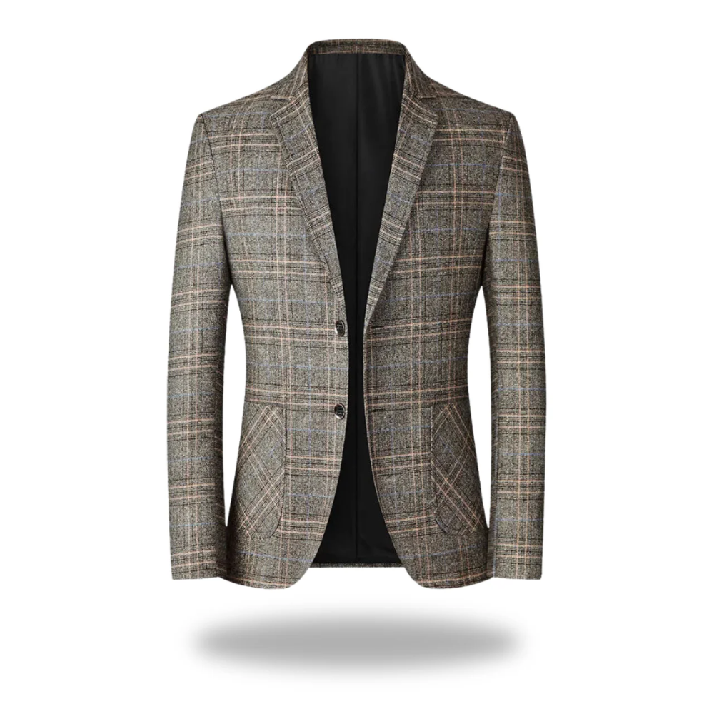 Glen Plaid Notch Lapel Single Button Slim Fit Blazer