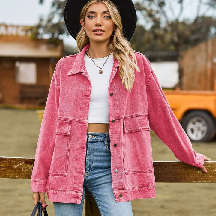 Marguerite | Women's Oversized Denim Shirt Jacket with Patch Pockets