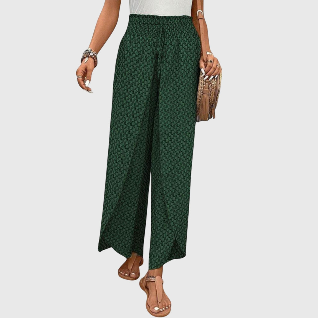 Printed Smocked Waist Wide Leg Palazzo Pants Women - Casual