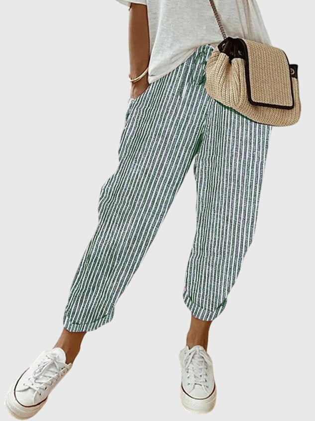 Drawstring Linen Jogger Pants Women - Relaxed Casual Fit