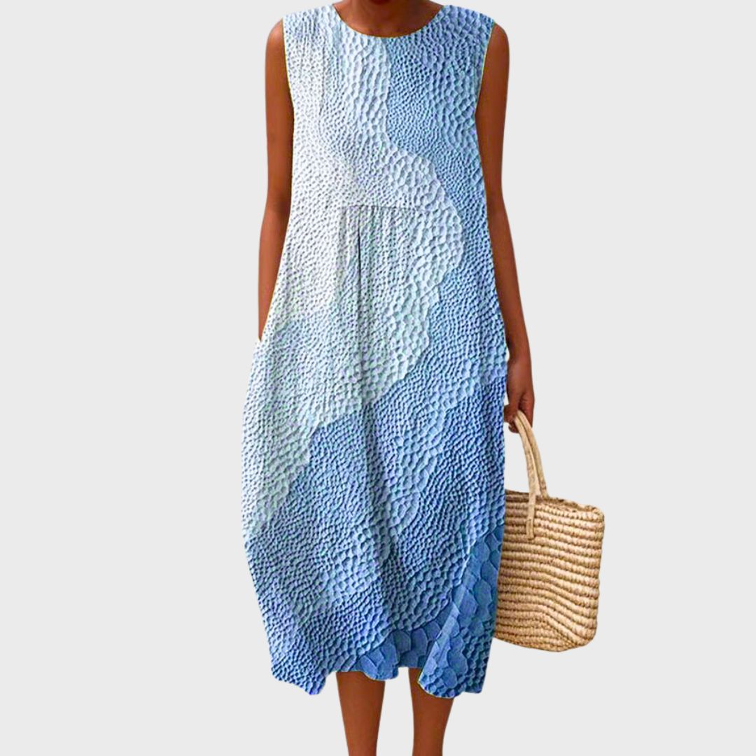 Sleeveless Loose Fit Checked Comfortable Midi Dress