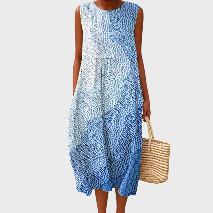 Sleeveless Loose Fit Checked Comfortable Midi Dress