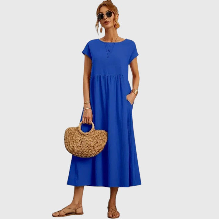 Casual Cotton Linen A Line Summer Maxi Dress