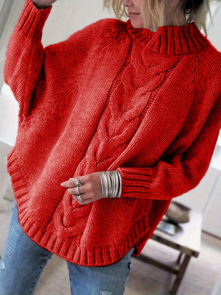 Isolde | Women's Oversized Cable Knit Turtleneck Sweater