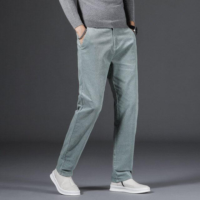 Slim Straight Corduroy Casual Trousers - Smart Everyday Fit