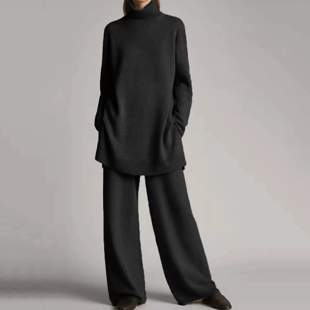 Sylvie | Women's Turtleneck Tunic Sweater Wide Leg Pants Set
