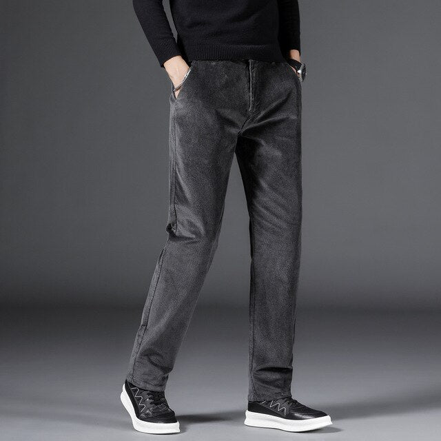 Slim Straight Corduroy Casual Trousers - Smart Everyday Fit