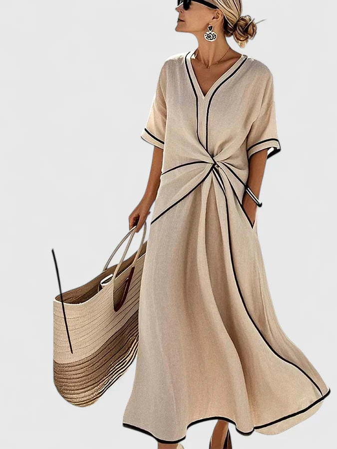 Women's Linen Maxi Dress Casual Summer Beach