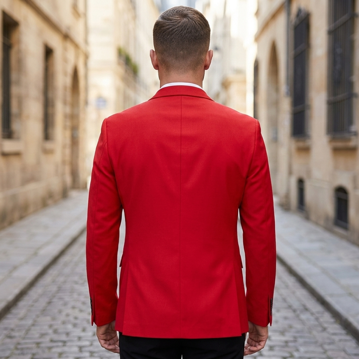 Pocket Square Notch Lapel Single Button Slim Fit Blazer