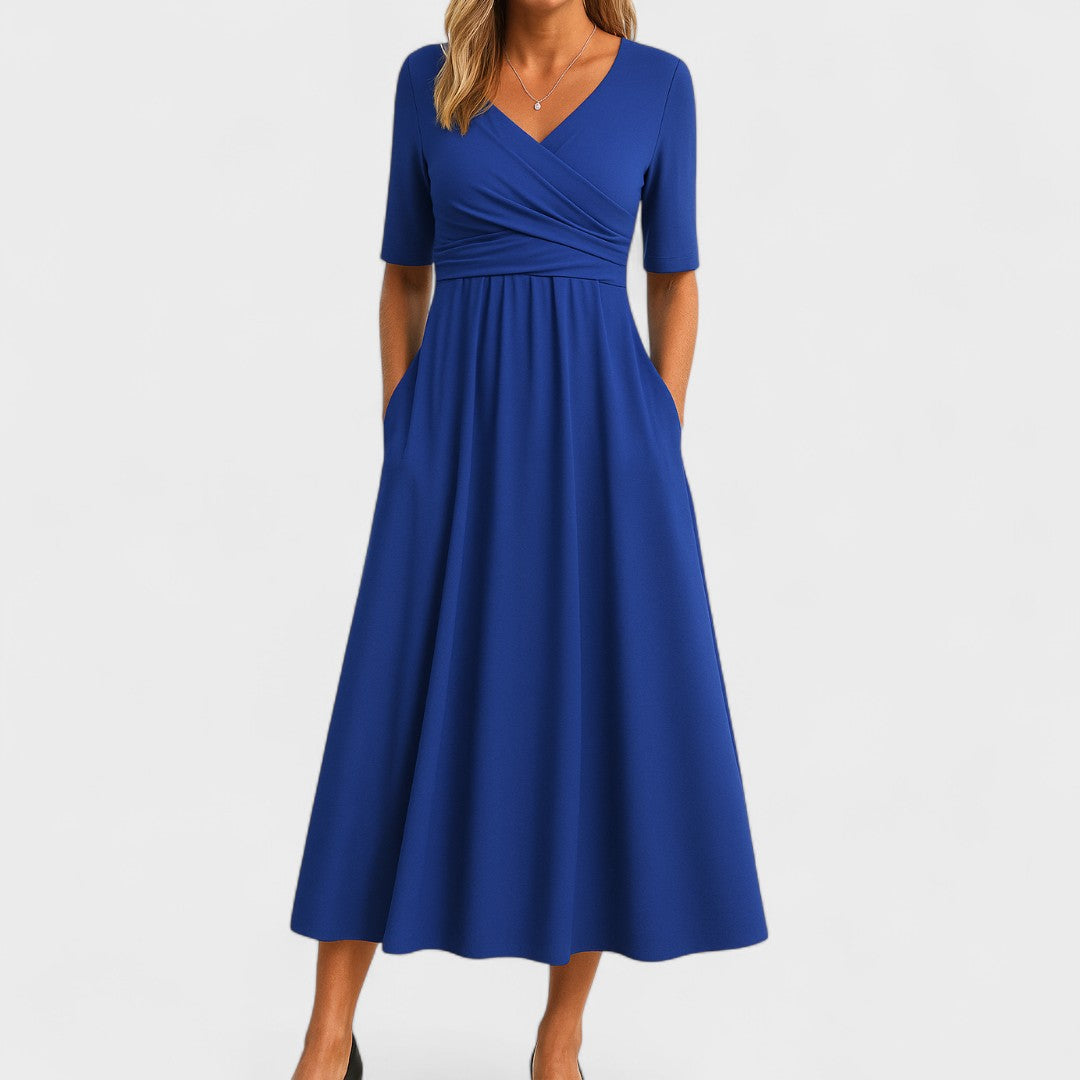 Women's Wrap Midi Dress Casual A Line