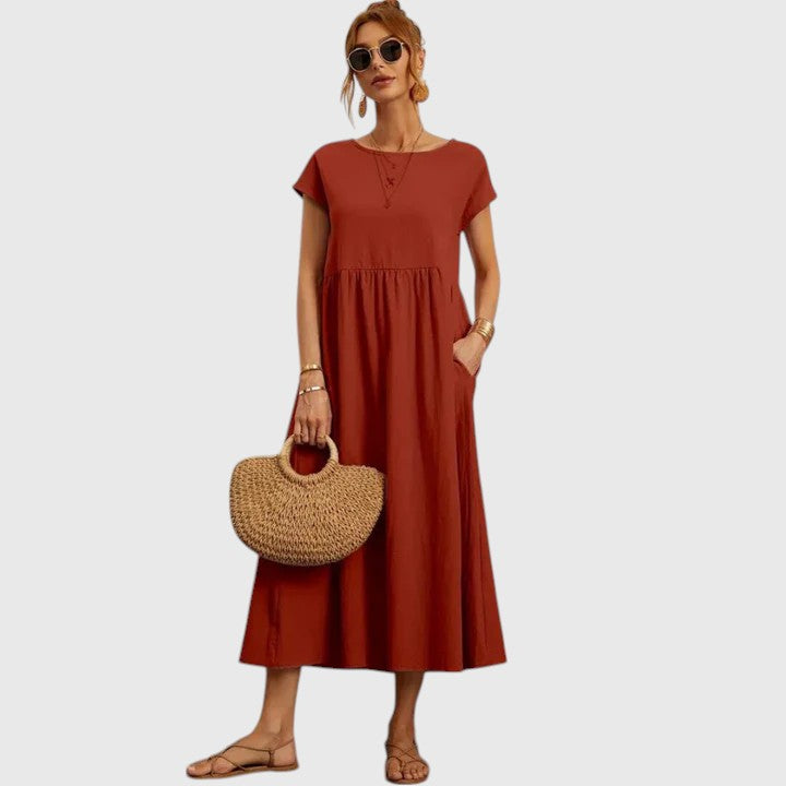 Casual Cotton Linen A Line Summer Maxi Dress