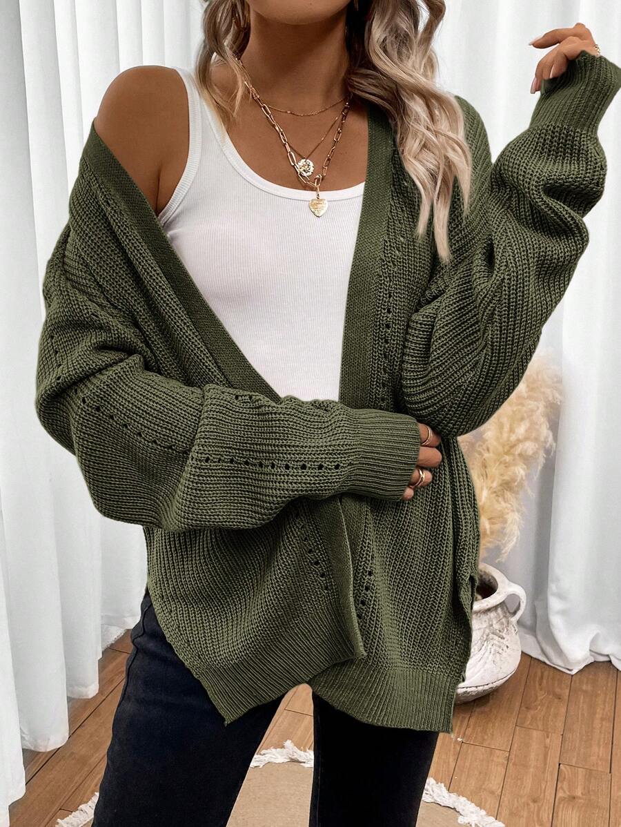 Anneliese | Women's Oversized Pointelle Knit Cardigan