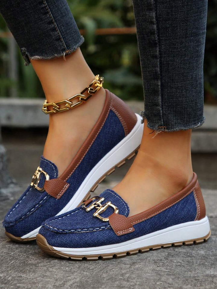 Gold Chain Platform Slip On Loafers Women