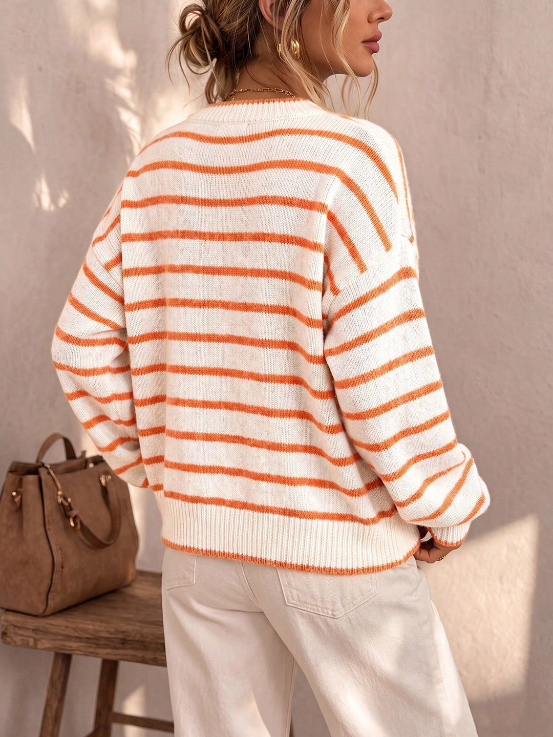 Daphne | Women's Oversized Striped Button Up Knit Cardigan