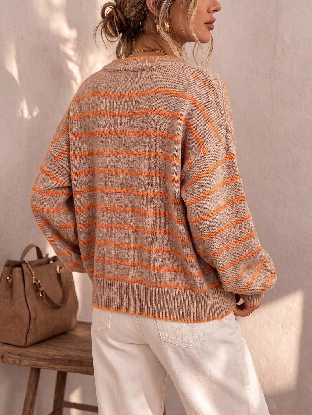 Daphne | Women's Oversized Striped Button Up Knit Cardigan