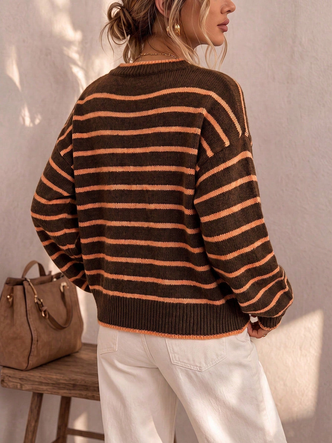 Daphne | Women's Oversized Striped Button Up Knit Cardigan