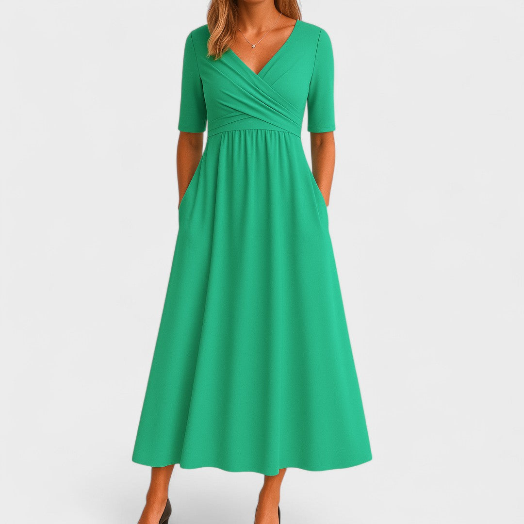 Women's Wrap Midi Dress Casual A Line