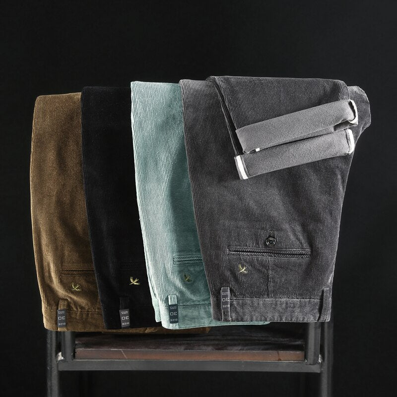 Slim Straight Corduroy Casual Trousers - Smart Everyday Fit