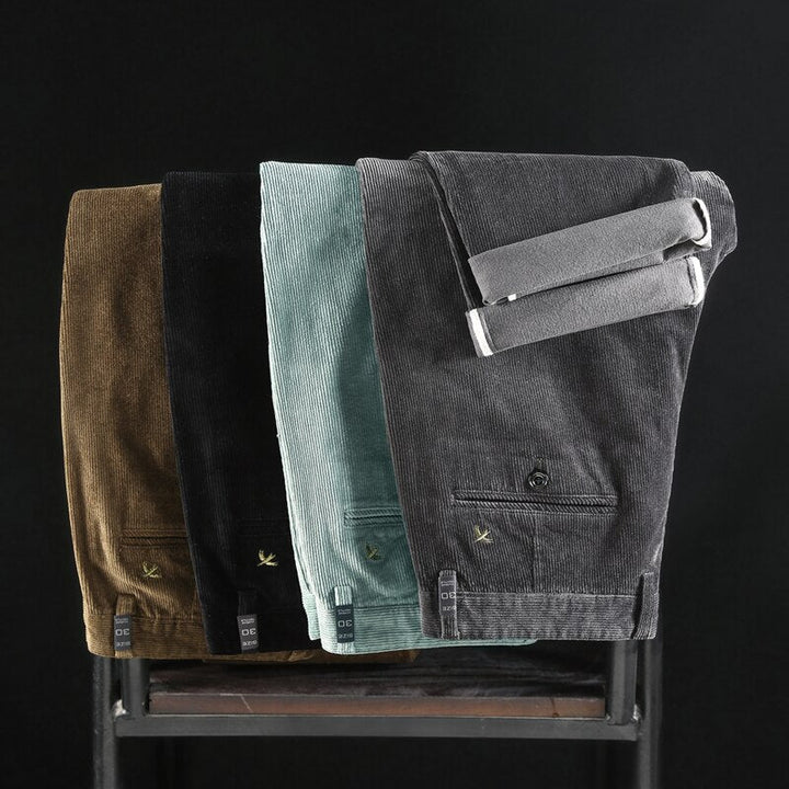 Slim Straight Corduroy Casual Trousers - Smart Everyday Fit