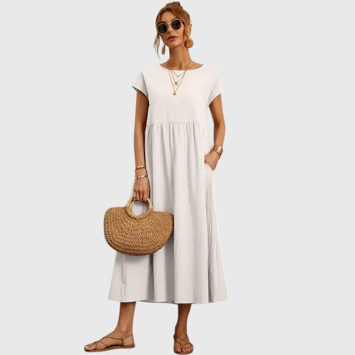 Casual Cotton Linen A Line Summer Maxi Dress