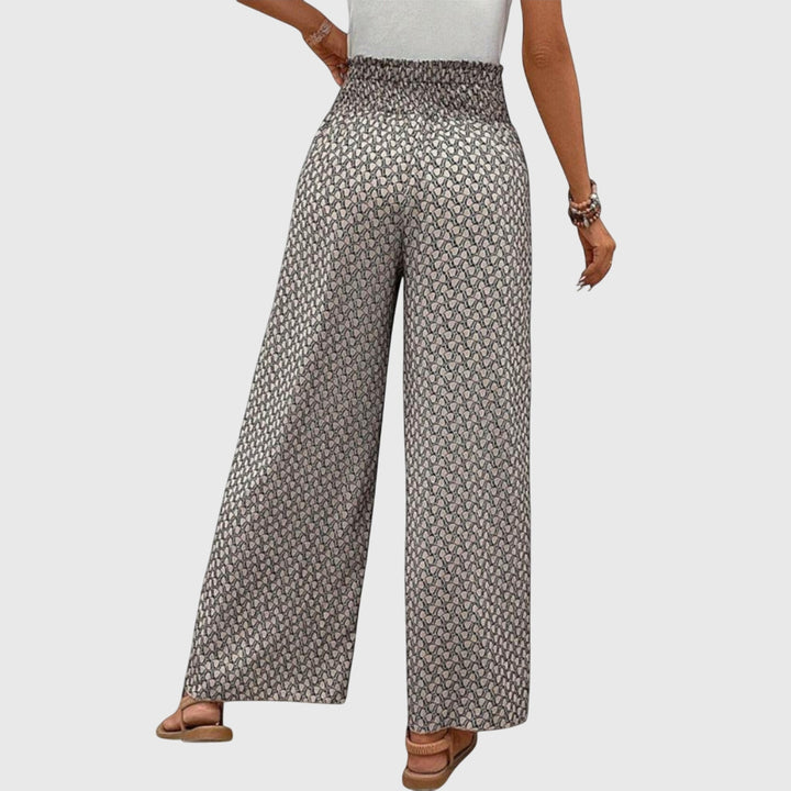 Printed Smocked Waist Wide Leg Palazzo Pants Women - Casual