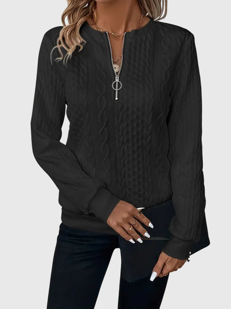 Seraphina | Women's Textured Cable Quarter-Zip Sweater