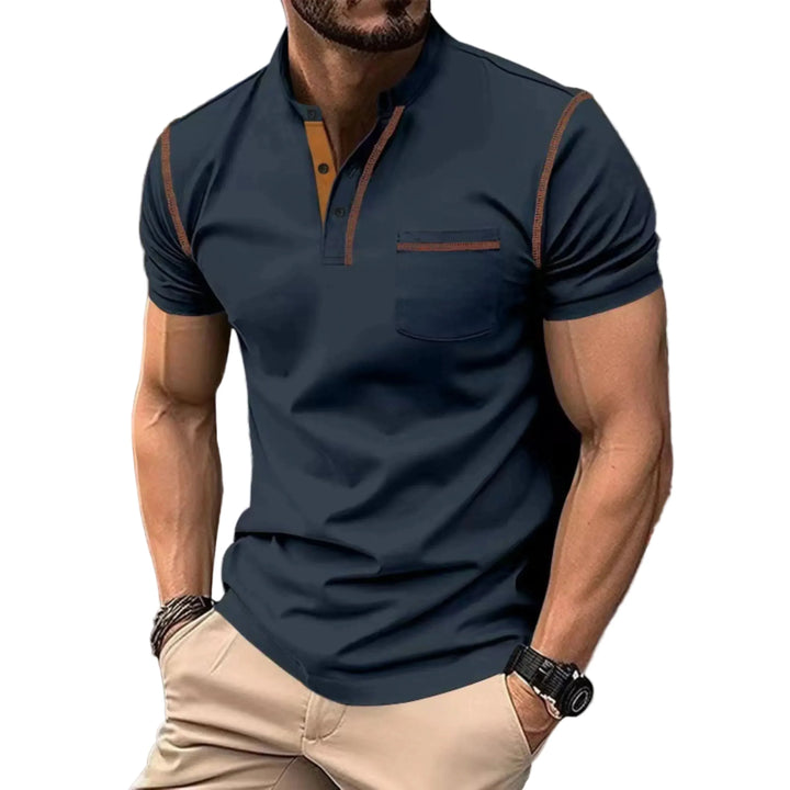 Contrast Trim Chest Pocket Slim Fit Short Sleeve Polo Shirt
