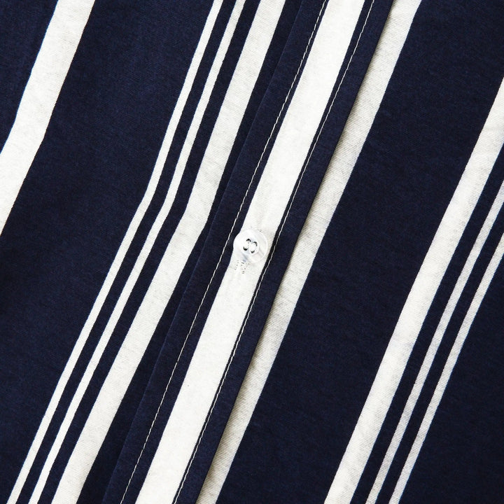 Vertical Stripe Short Sleeve Button Down Casual Shirt
