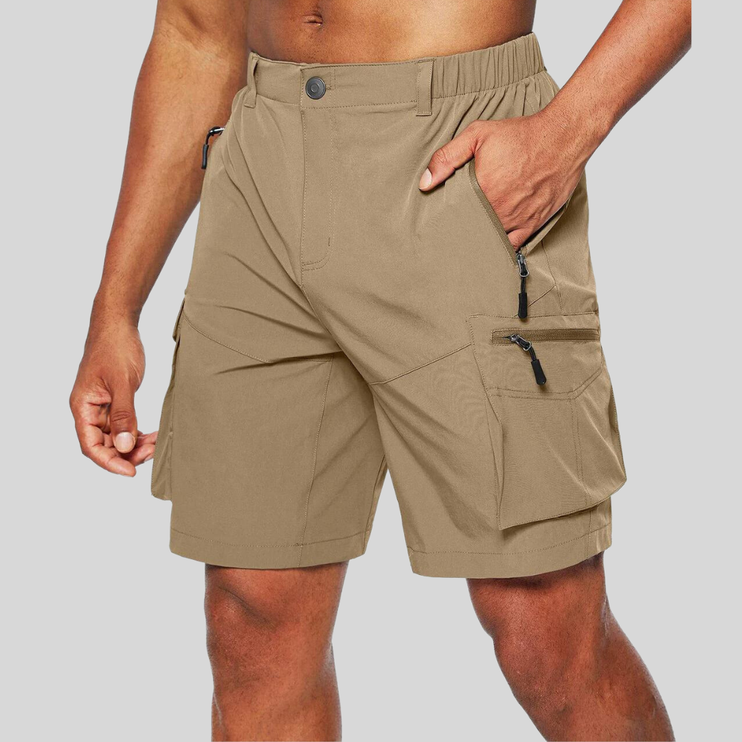 Zip Pocket Elasticated Waist Outdoor Cargo Shorts