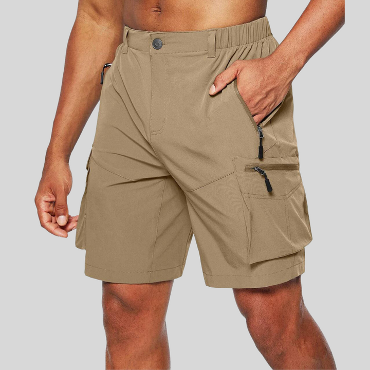 Zip Pocket Elasticated Waist Outdoor Cargo Shorts