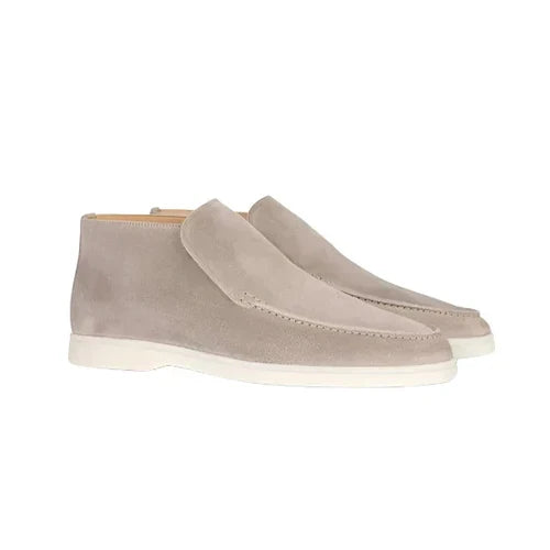 Suede Moc Toe Slip On Mid Cut Casual Loafer Boot