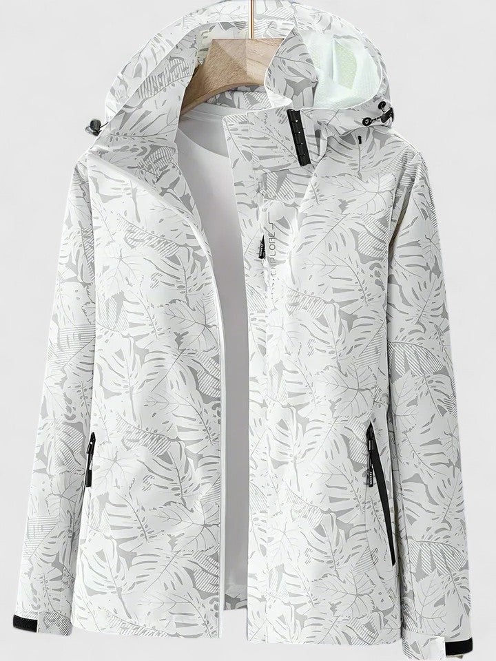 Marigold | Women's Waterproof Hooded Jacket in Tropical Leaf Print