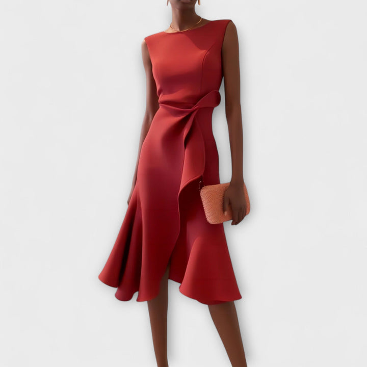Women's Ruffle Midi Dress Cocktail Wedding Guest
