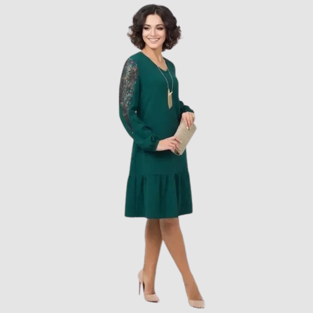 Elegant Lace Sleeve Casual Midi Cocktail Dress