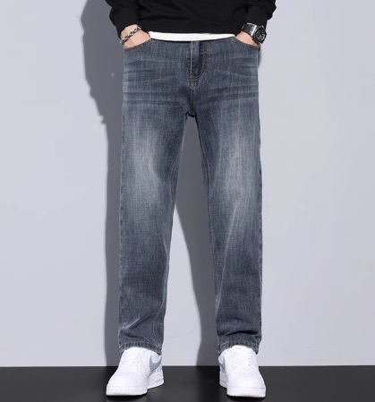 Washed Straight Leg Relaxed Fit Casual Denim Jean