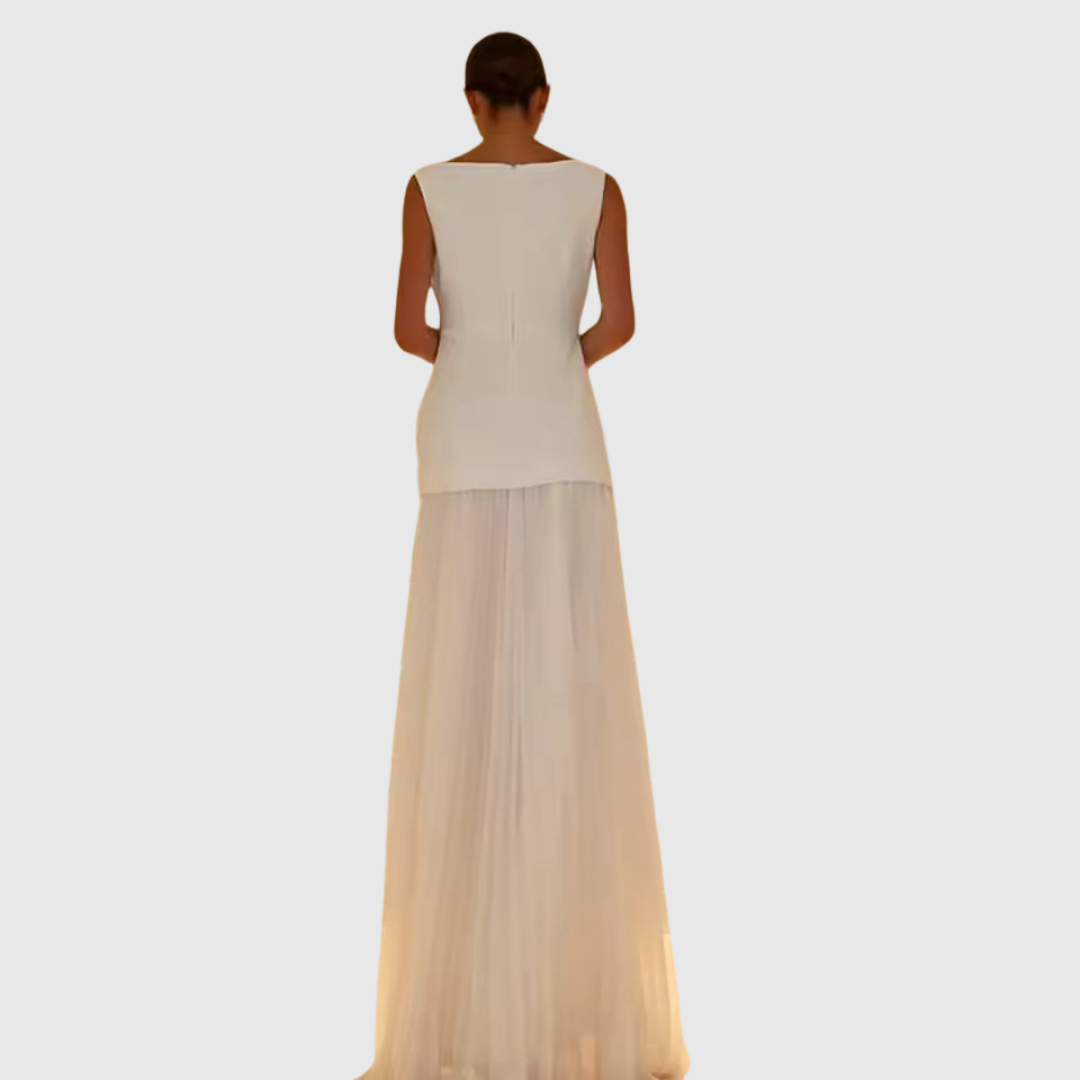 Sleeveless Pleated Hem Maxi Dress Elegant