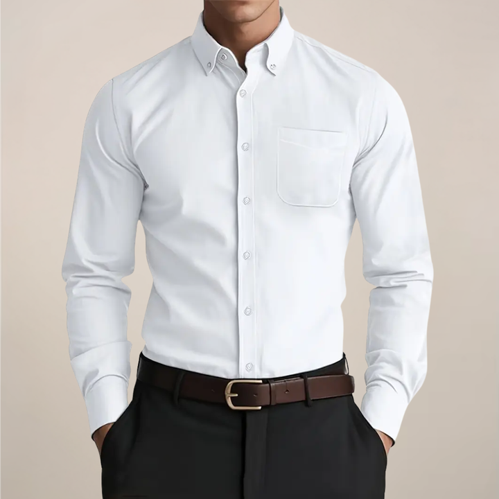 Button Down Collar Long Sleeve Oxford Shirt Men