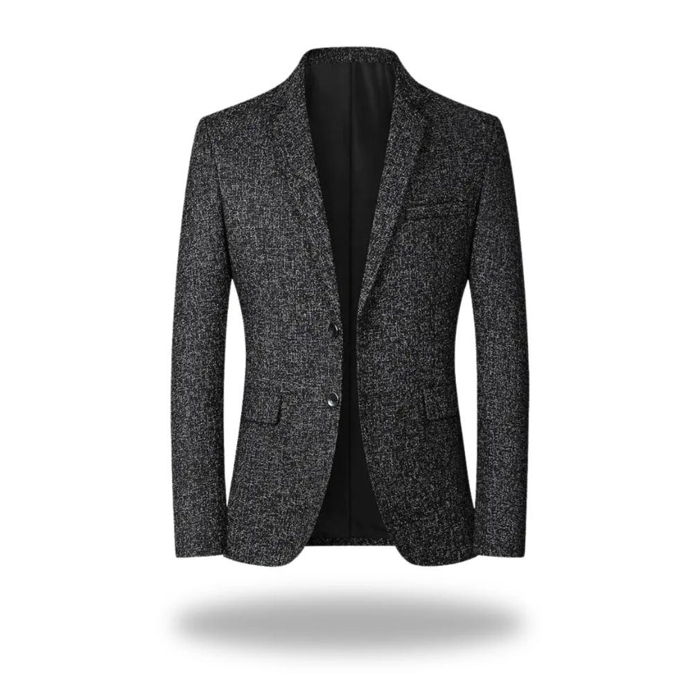 Textured Tweed Notch Lapel Two Button Slim Fit Blazer