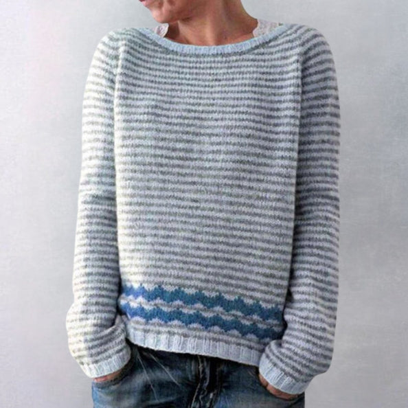 Beatrix | Women's Boat Neck Sweater with Forest Tree Print