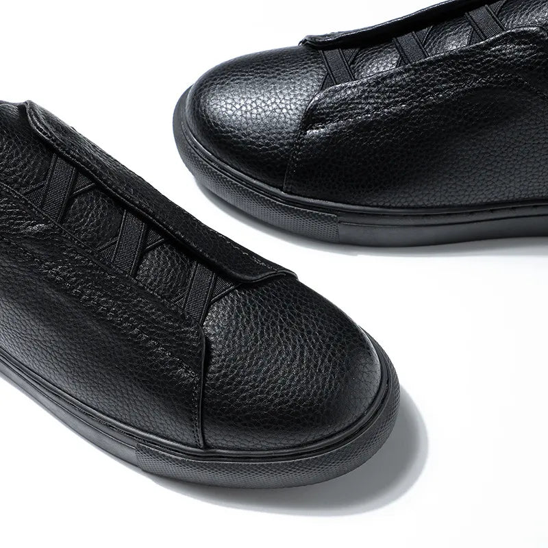 Pebbled Leather Slip On Mens Casual Shoes - Minimal Style