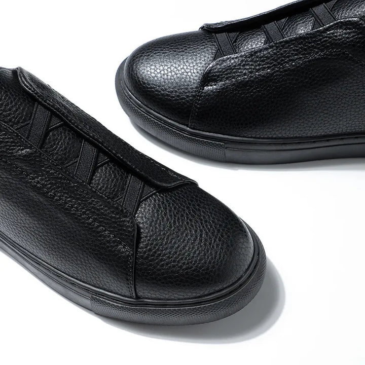 Pebbled Leather Slip On Mens Casual Shoes - Minimal Style