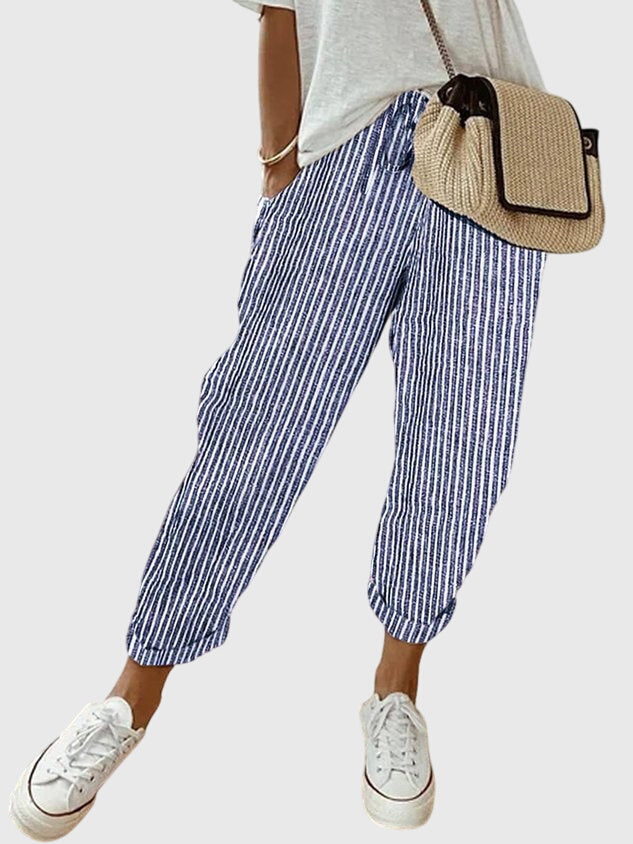 Drawstring Linen Jogger Pants Women - Relaxed Casual Fit